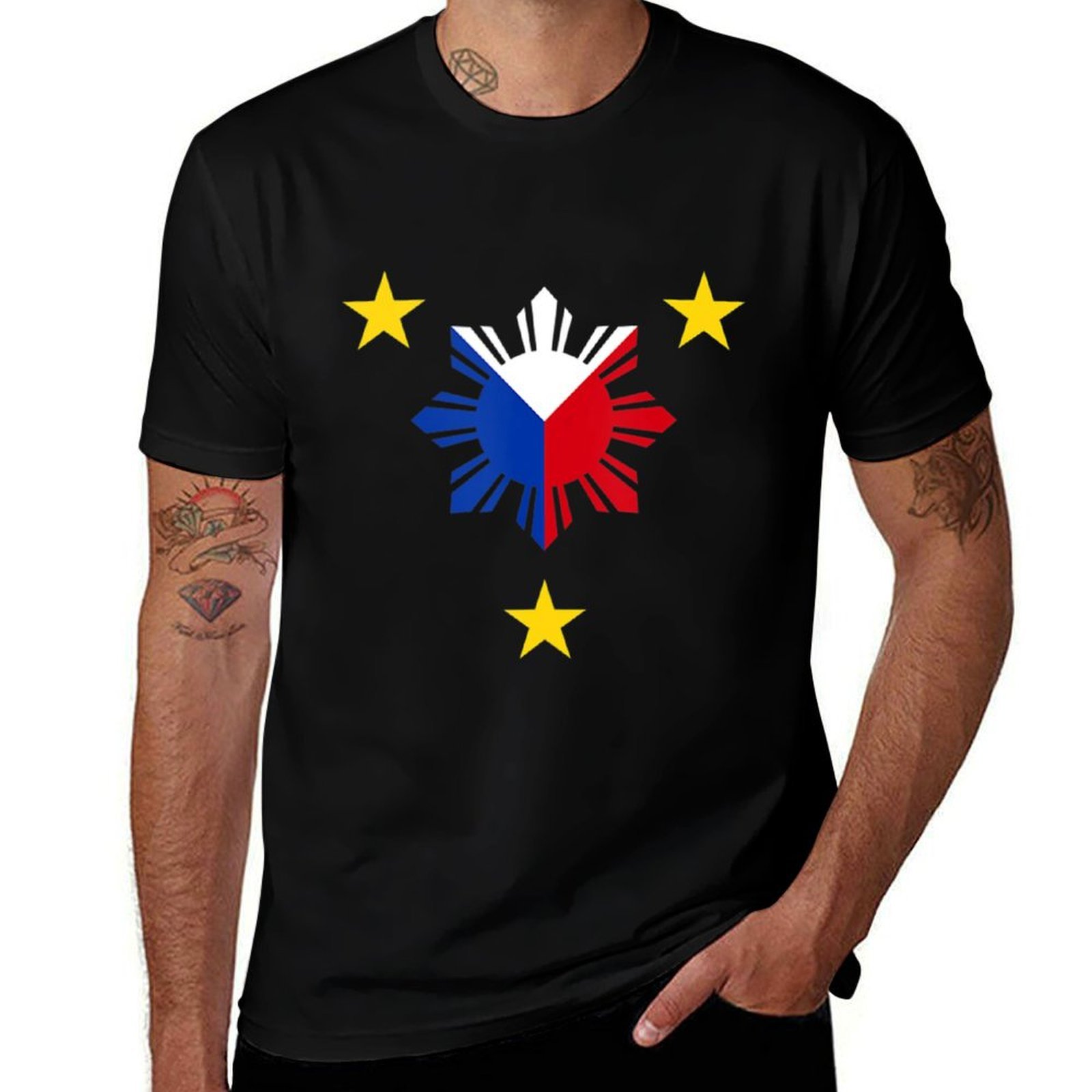 Men'S Fashion Philippines - Drapeau des Philippines - T-shirt soleil