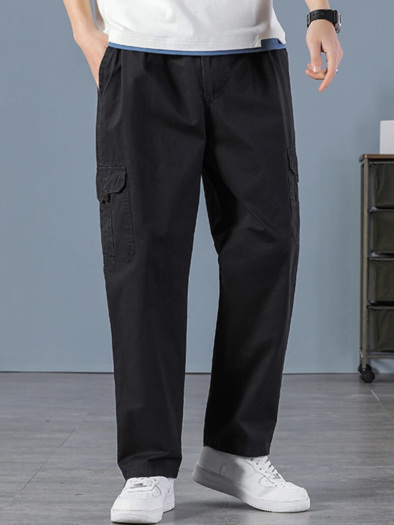 Cargo Jogger Pants - Hommes 100% Coton Droite Noir Joggers