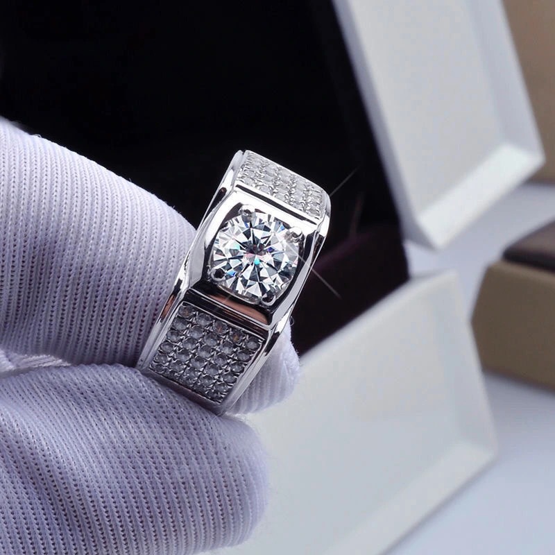 Men'S Fashion Designer - Bague en Moissanite pour hommes, Simulation