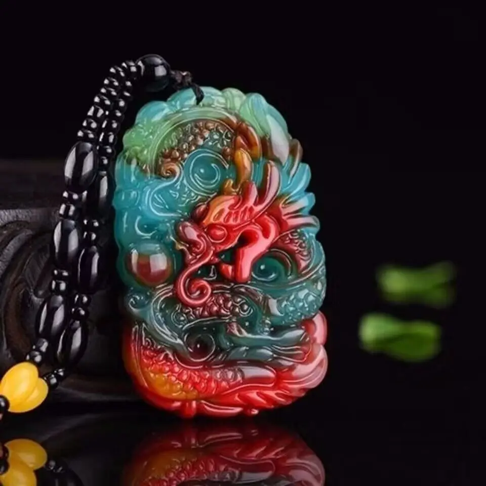 Men'S Fashion Designer - Véritable Jade Dragon pendentif collier pendentifs