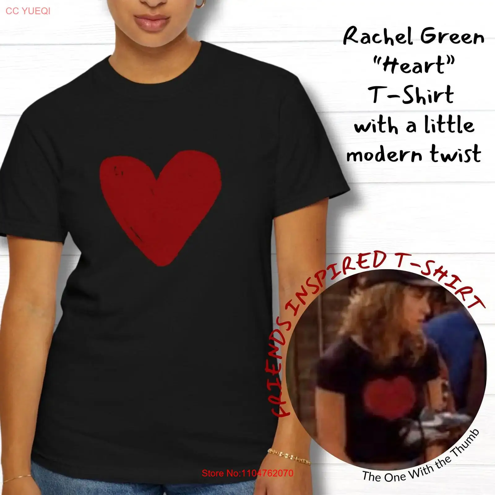 Mens Fashion In The 90S - T-shirt Rachel Green Heart inspiré de