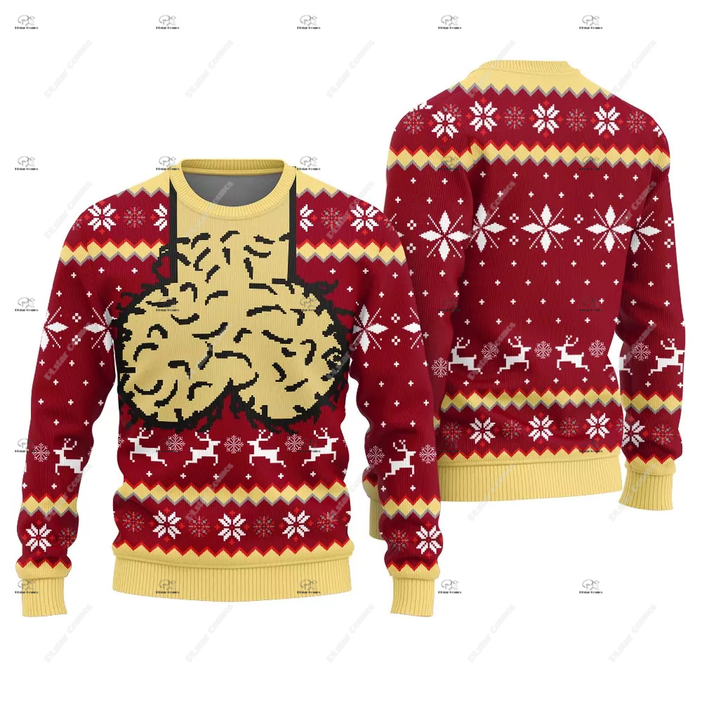 Knitted Cardigan Men - Noël père noël chat tricoté pull