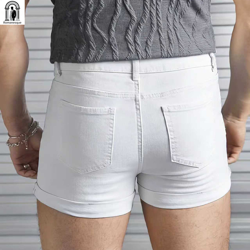 Shorts en jean blanc slim sexy - Mens Fashion Denim avis et prix