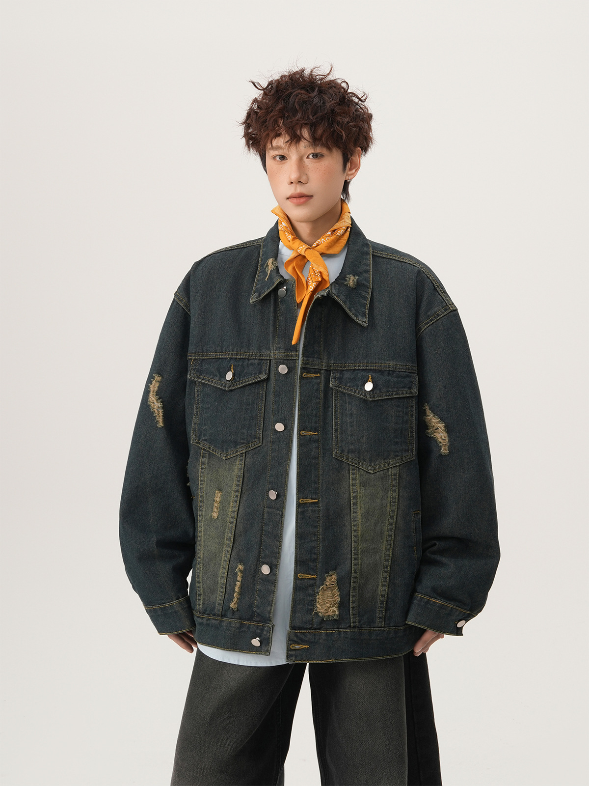 Veste en jean déchirée style A - Mens Fashion Denim avis et prix