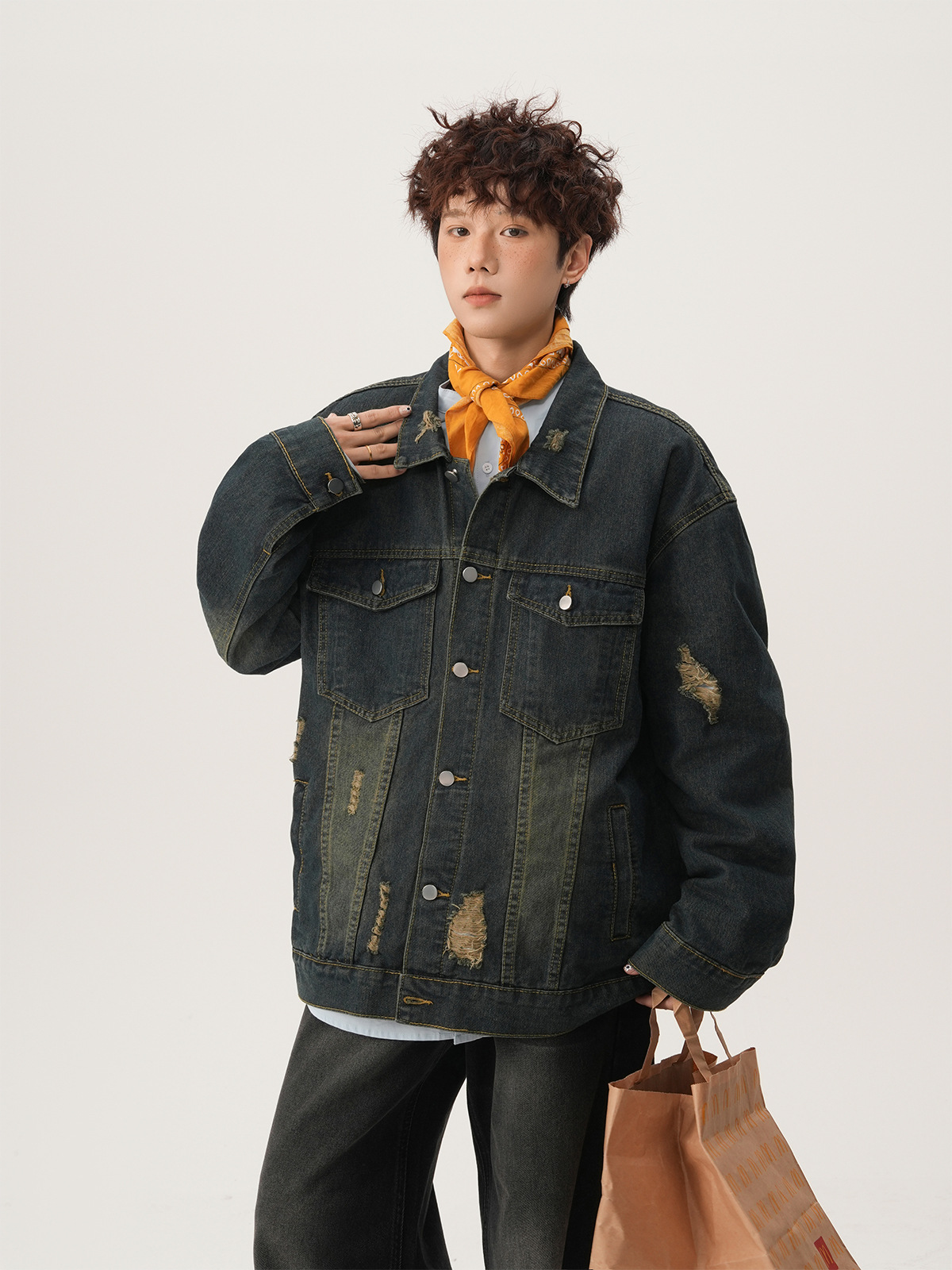 Veste en jean déchirée style A - Mens Fashion Denim avis et prix